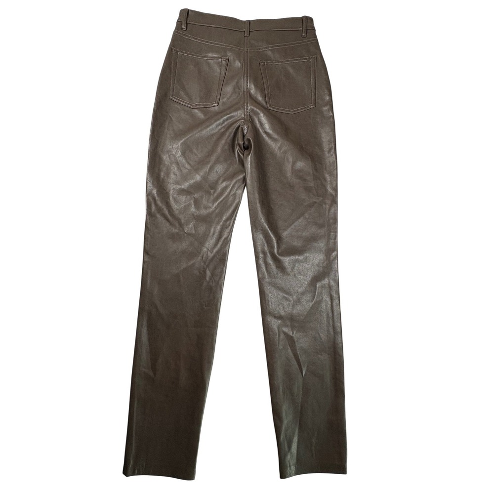 Wilfred Aritzia Melina Pant Vegan Leather High Rise Straight Leg Brown Size 6‎ - Picture 5 of 14